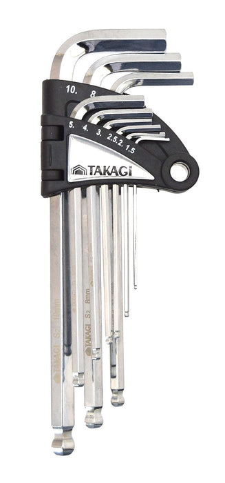 Takagi BALL Point WRENCH Hexagon Hex Key Regular Set of 9pcs Chrome vanadium NEW_1