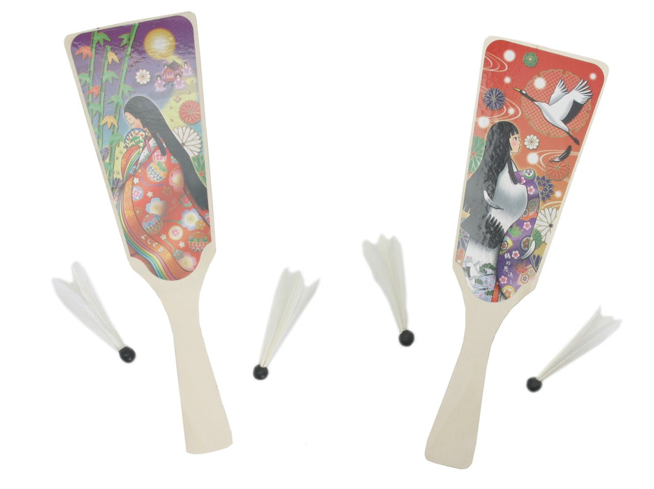 Story Hagoita set Kaguya Hime & Tsuru no Ongaeshi ‎000055010 Racket & Shuttle_1