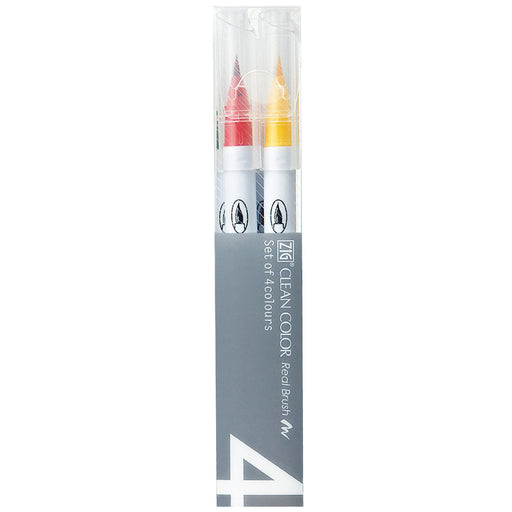 Kuretake ZIG CLEAR COLOR REAL BRUSH Marker 4VC (4 Pure Color Set) ‎RB-6000AT/4VC_1
