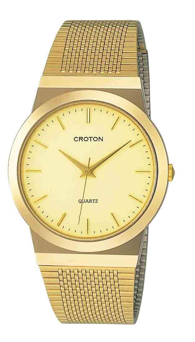 CROTON Watch RT-119M-4 Men's Gold Stainless Steel Band Brass Case Made in Japan_1