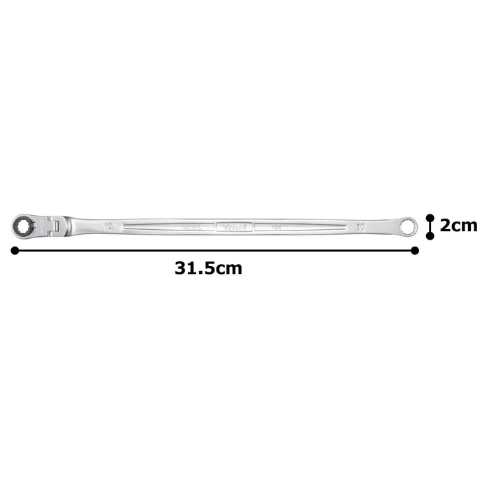 TONE 10mm Offset Ratchet Ring Wrench Long Flex Head RMA-10L Made in Japan NEW_5