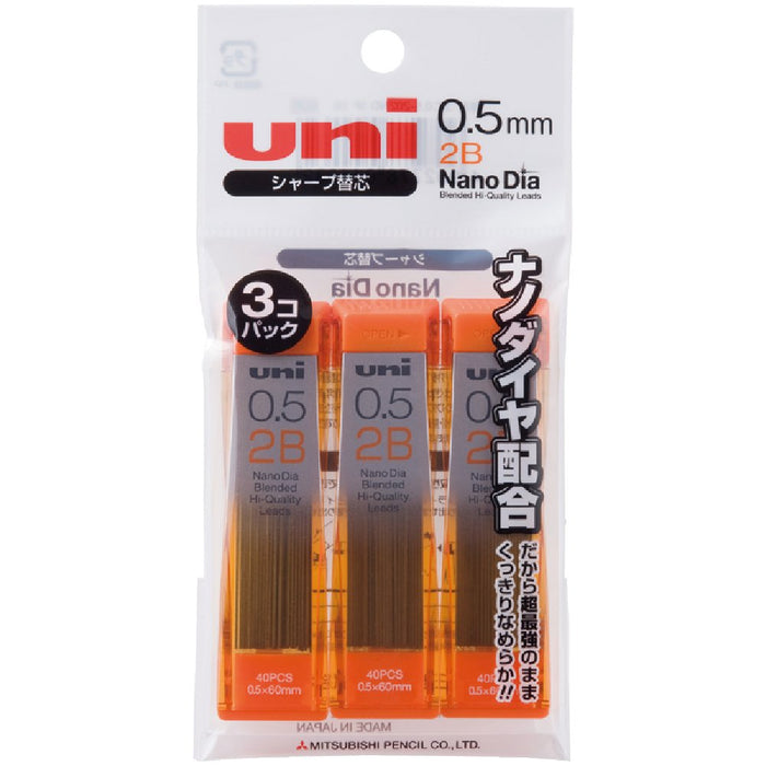 Uni NanoDia Machanical Pencil 0.5 mm Lead Pack of 3 2B U05202ND3P2B Extra Fine_1
