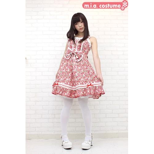 m.i.a Cherry and berry gingham check JSK M size Red Dry clean only NK1010M NEW_1