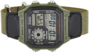 CASIO watch digital Men overseas model AE-1200WHB-3B Green Nylon Band Square NEW_1