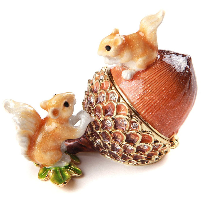 PIEARTH Crystal Jewelry Box Acorn Handmade With Gift Box Wood Glass Tabletop NEW_1