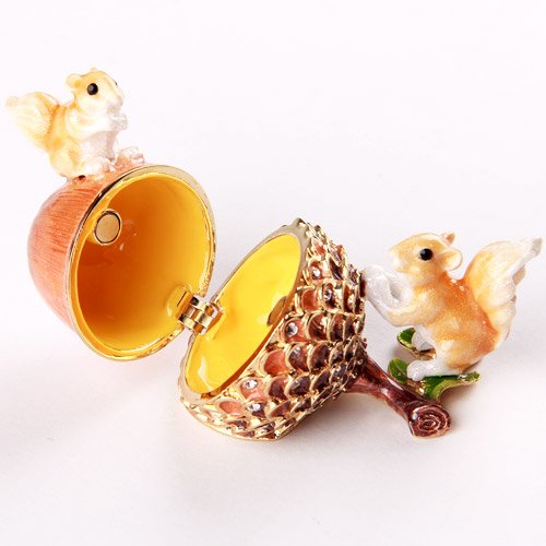 PIEARTH Crystal Jewelry Box Acorn Handmade With Gift Box Wood Glass Tabletop NEW_2