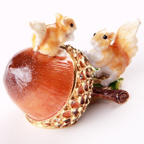PIEARTH Crystal Jewelry Box Acorn Handmade With Gift Box Wood Glass Tabletop NEW_3
