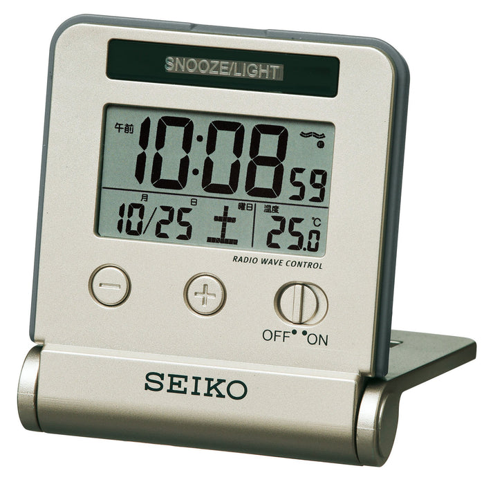 SEIKO SQ772G Clock Alarm Traveler Digital Calendar 01: Light gold pearl NEW_1