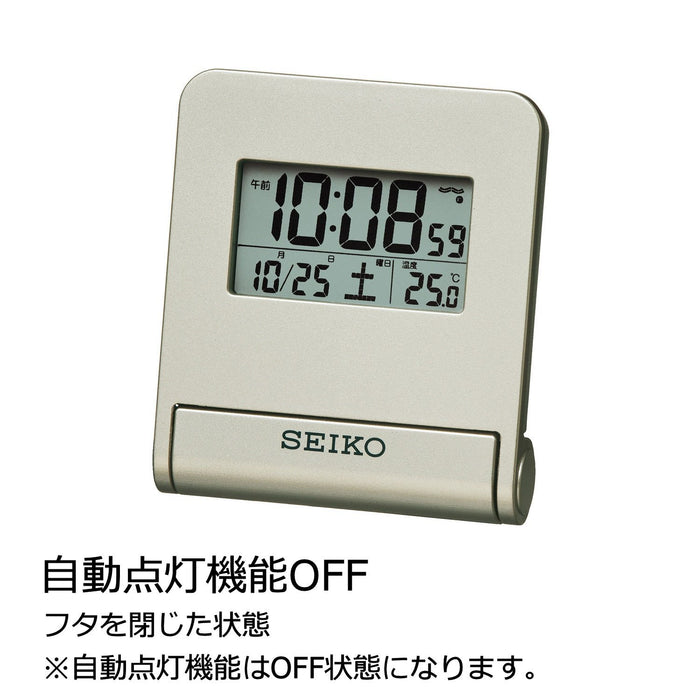 SEIKO SQ772G Clock Alarm Traveler Digital Calendar 01: Light gold pearl NEW_4