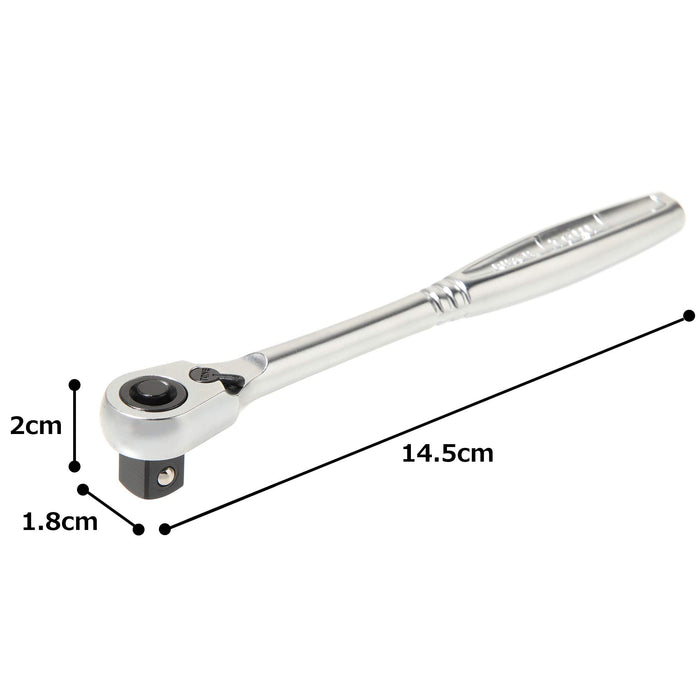 TONE Ratchet Handle Hold Type ‎RH3CH Drive 9.5mm 3/8" Black/Silver Light Weight_6