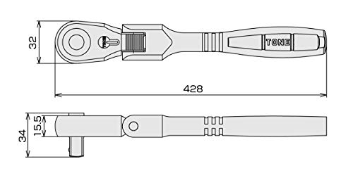 TONE RH4FHL Long Oscillating Ratchet Handle Hold Type 12.7mm(1/2") 720g NEW_5