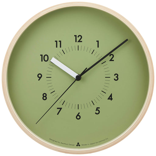 Lemnos SOSO Wall Clock Green AWA13-06 GN Quartz 25.4x25.4cm Made in Japan NEW_1