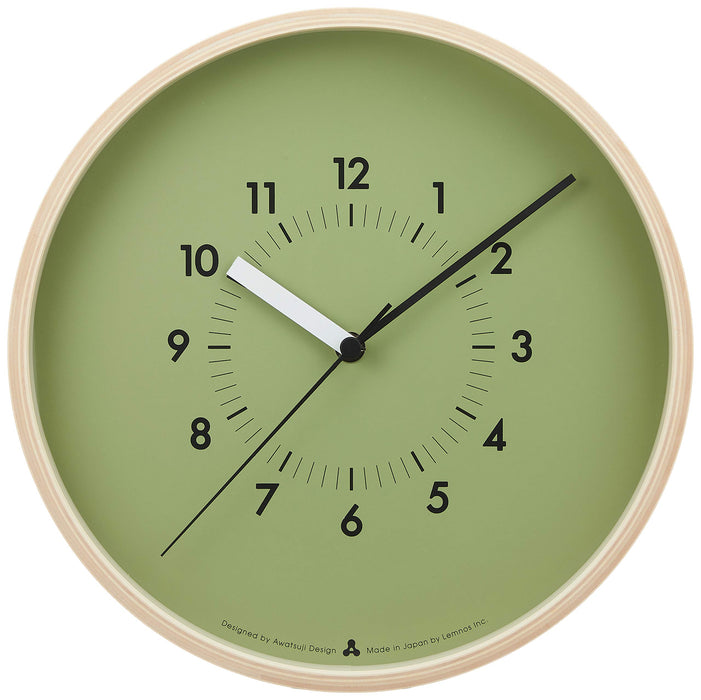Lemnos SOSO Wall Clock Green AWA13-06 GN Quartz 25.4x25.4cm Made in Japan NEW_1