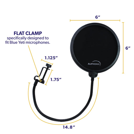 Auphonix Blue Yeti Microphone Popfilter Double screen mesh ‎Black APHX-MFP-2 NEW_2