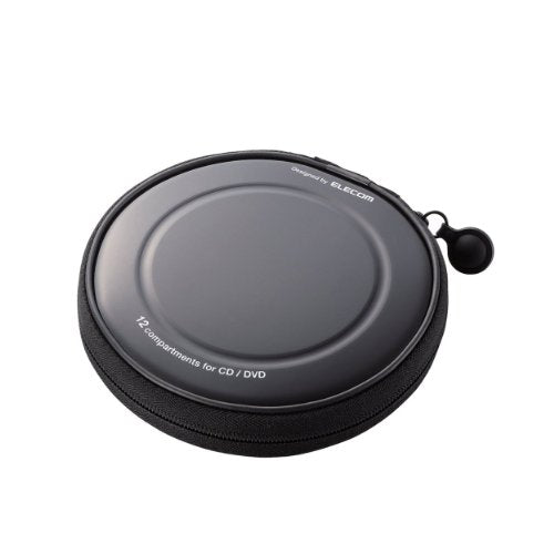 ELECOM DVD CD case semi-hard Up to 12 pieces Zip Closure black CCD-H12BK NEW_1