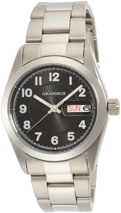 GRANDEUR Watch GSX052M3 Men's Silver Stainless Steel Band, Case Day/Date NEW_1