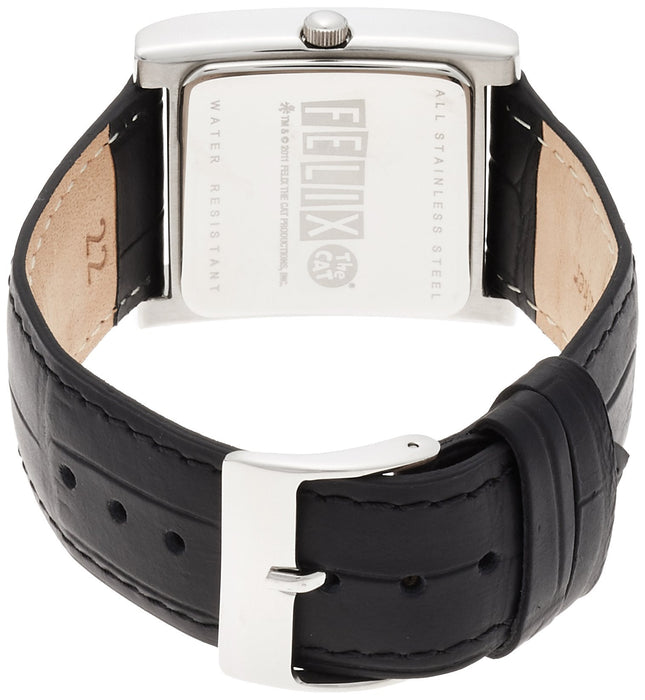 FELIX THE CAT Men's Watch FLX002W2 Black Leather Band Metal Case Seconds Hand_2