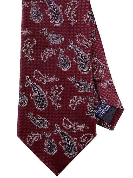 COLORATA Whale shark Pattern Tie Silk Jacquard Weave Animal Pattern Dark Red NEW_2