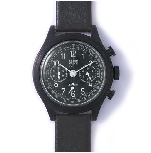 VAGUE WATCH Co. Watch 2EYES Chronograph 2C-L-003 Black Leather Band Analog NEW_1