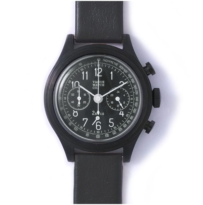 VAGUE WATCH Co. Watch 2EYES Chronograph 2C-L-003 Black Leather Band Analog NEW_1