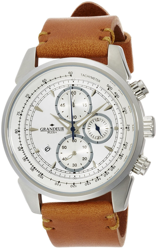 GRANDEUR PLUS Watch GRP001W1 Men's Brown Italian Leather Belt Band Chronograph_1