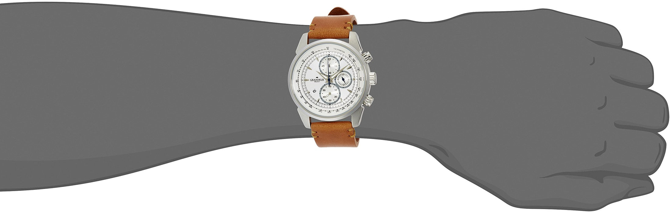 GRANDEUR PLUS Watch GRP001W1 Men's Brown Italian Leather Belt Band Chronograph_4