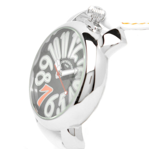 Pierre Talamon Watch PT-5000-2 Black Dial White Leather Band Brass Case NEW_2