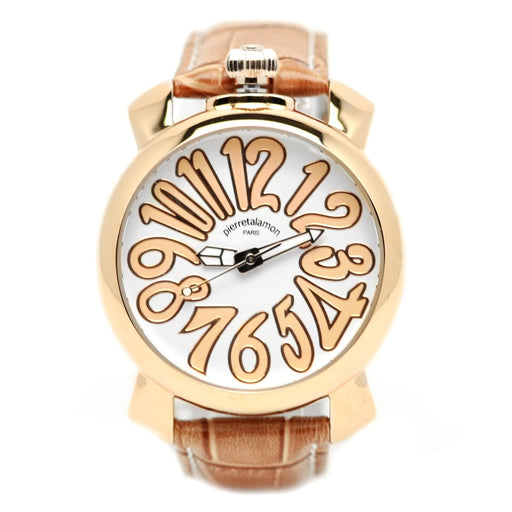 Pierre Talamon Watch PT-5000-4 Men's Brown Genuin Leather Embossed Band NEW_1