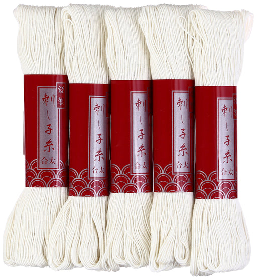 Dharma Sashiko needlework thread Gobuto 100m col.2 Kinari Set of 5 Cotton NEW_1