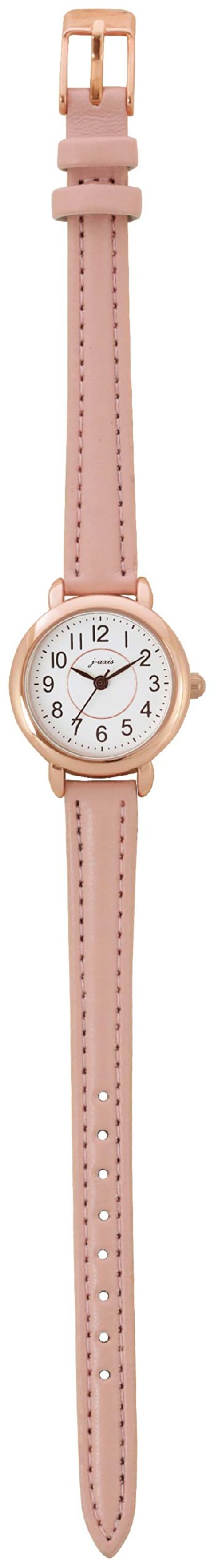J-Axis Wristwatch AL1315-PI Pink Faux Leather Band Gold Metal Case No waterproof_2