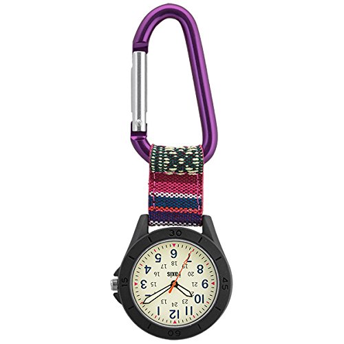 Sun Flame J-Axis Pocket watch AP1322-PU Women's Purple Carabiner Nylon Band NEW_1