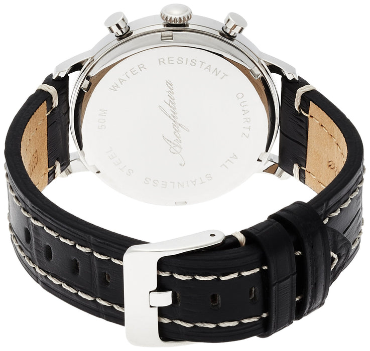 ARCA FUTURA Watch 700BKBK Men's Black Leather Band Chronograph Day/Date NEW_2