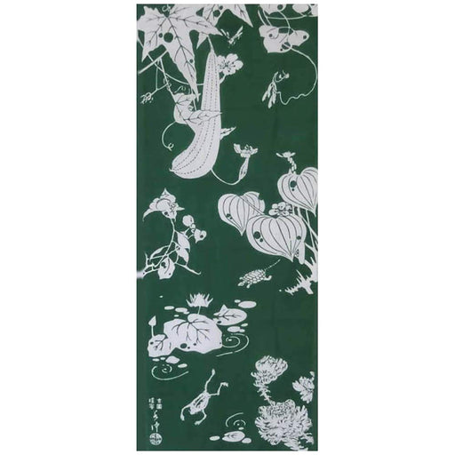 Unsodo Woodblock print Tenugui Jakuchu Genpouyouka Green T-10 Made in Japan NEW_1