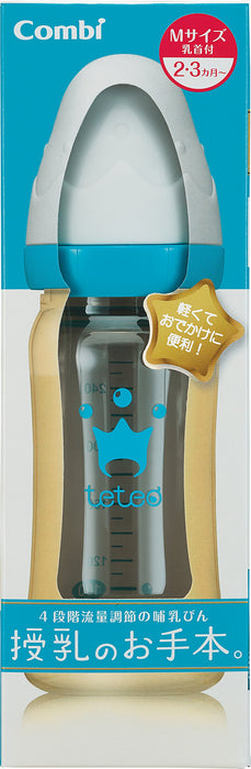 Combi Japan Teteo Baby Bottle plastic 240ml M size with nipples 2-18 months NEW_1
