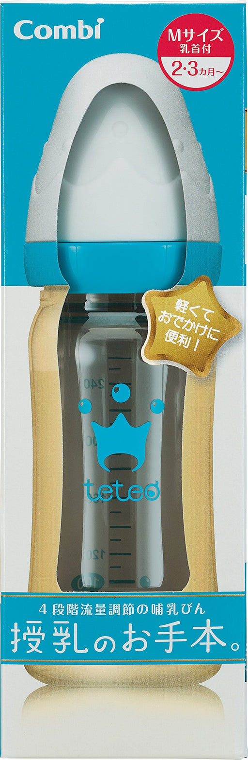 Combi Japan Teteo Baby Bottle plastic 240ml M size with nipples 2-18 months NEW_1