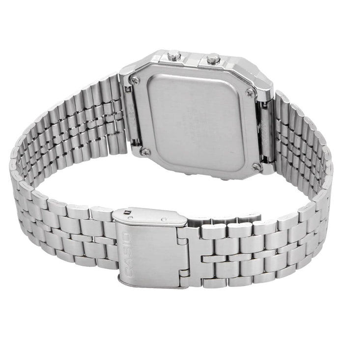 Casio Men's Classic A500WA-1 Silver Stainless Steel Quartz Watch Slide Clasp NEW_4