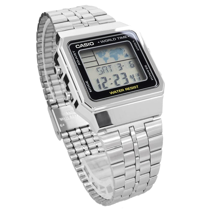 Casio Men's Classic A500WA-1 Silver Stainless Steel Quartz Watch Slide Clasp NEW_5