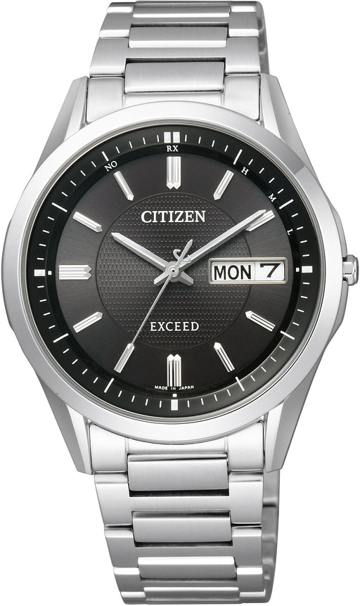 Citizen Exceed AT6030-51E Eco-Drive Analog Solar Watch Men Titanium Silver Black_1