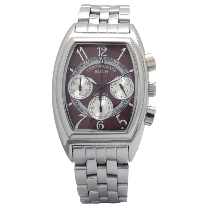 ELGIN Watch FK1403S-R Men's Silver Stainless Steel Band Case Chronograph NEW_1