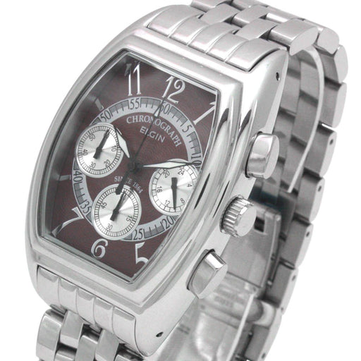 ELGIN Watch FK1403S-R Men's Silver Stainless Steel Band Case Chronograph NEW_2