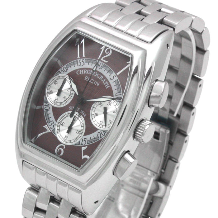 ELGIN Watch FK1403S-R Men's Silver Stainless Steel Band Case Chronograph NEW_2