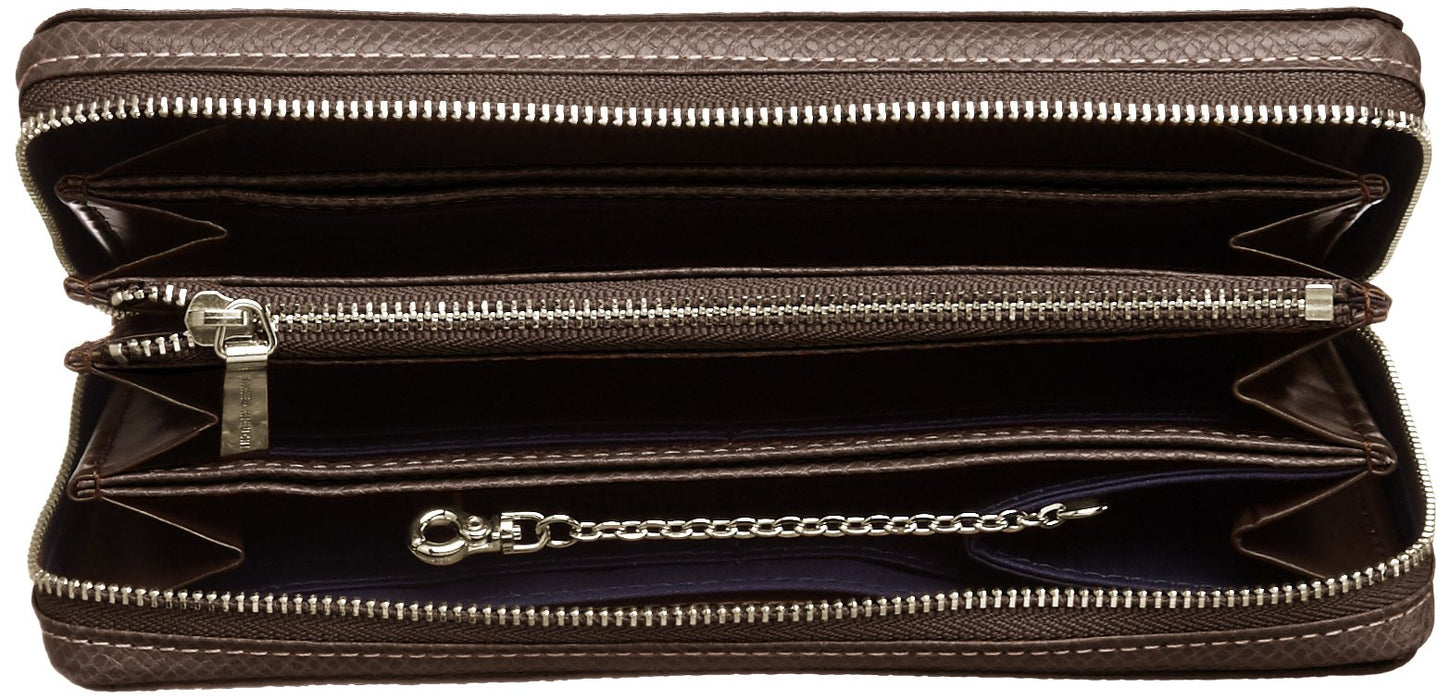 Takeokikuchi Long wallet Fan accessory Chocolate Round Zip Leather 713611 NEW_4