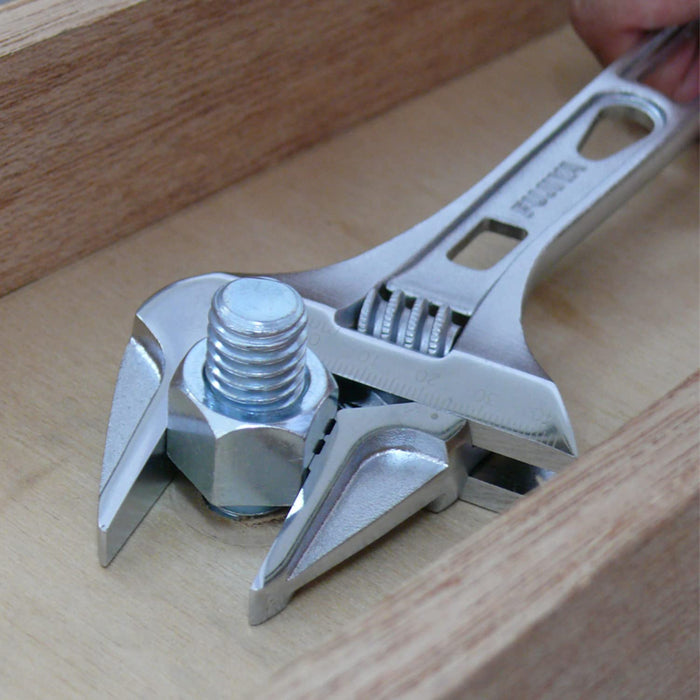 FUJIYA LIGHT WEIGHT ADJUSTABLE WRENCH Jaw Open 53mm FLA-53-F 490g Metal NEW_5
