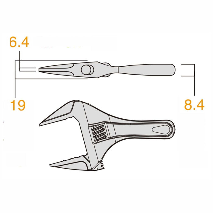 Fujiya light short monkey Wrench 0-53mm FLS-53G-F Light Weight Wide Type NEW_6