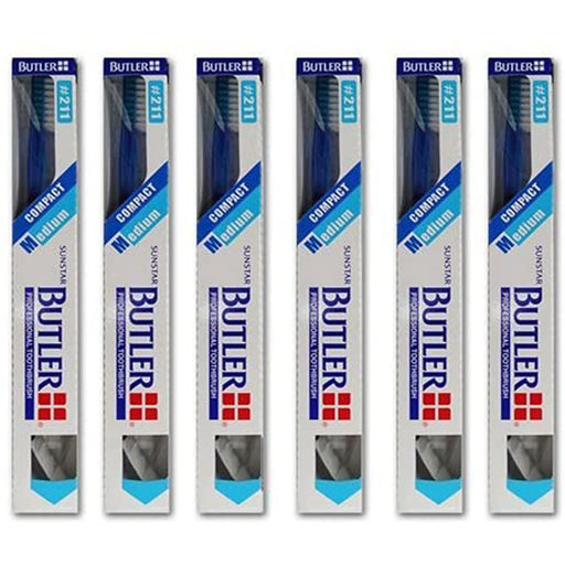 Sunstar Butler Toothbrush Set of 6 Pieces #211 Random Color Compact Head NEW_1