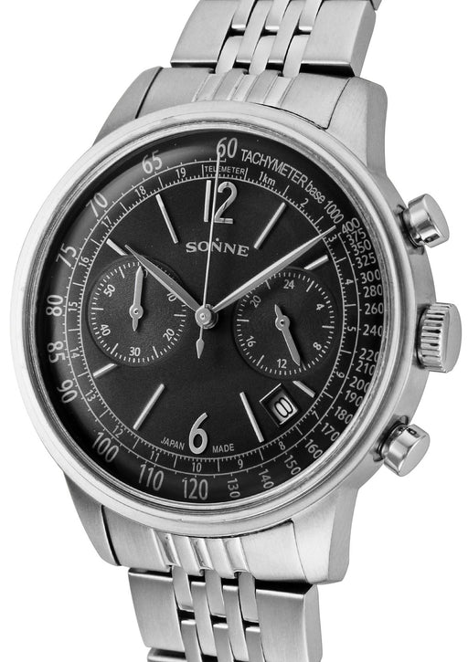 SONNE Watch Historical Collection Black Dial HI002BK Men's Stainless Steel Band_2