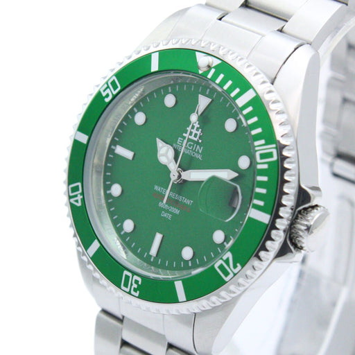 ELGIN Watch FK1405S-GR Men's Silver Stainless Steel Band Case Date Indicator NEW_2