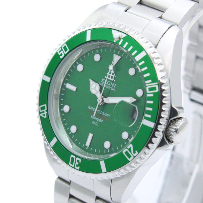 ELGIN Watch FK1405S-GR Men's Silver Stainless Steel Band Case Date Indicator NEW_2