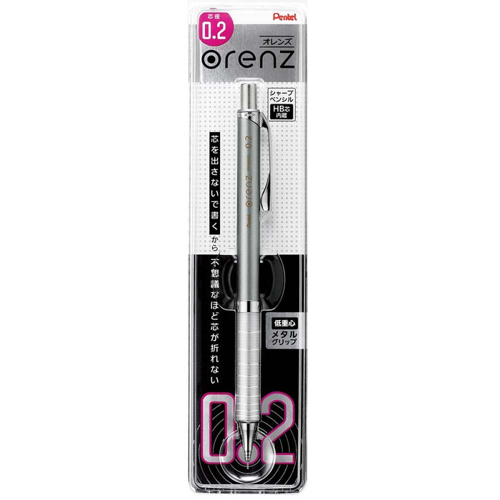 Pentel Mechanical pencil Orenz metal grip XPP1002G-Z 0.2 Silver Stainless Steel_2