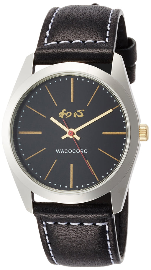 WACOCORO Watch WA-001M-D Men's Black Leather Band Silver Brass Case Japan Style_1